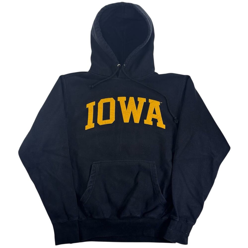 Vintage 90s University of Iowa Hawkeyes Pro-Weave Hoodie Men XS Black Sweatshirt